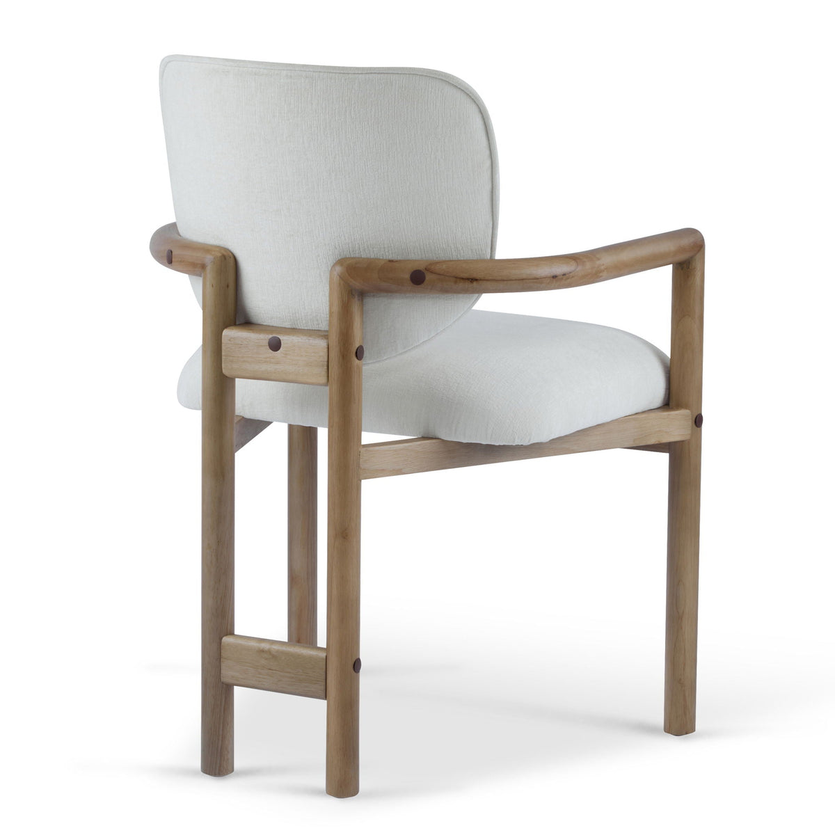 Upholstered Arm Dining Chair (Set of 2) in light gray fabric with natural wood arms HouseOfZazla on Tampa Home & Garden Store