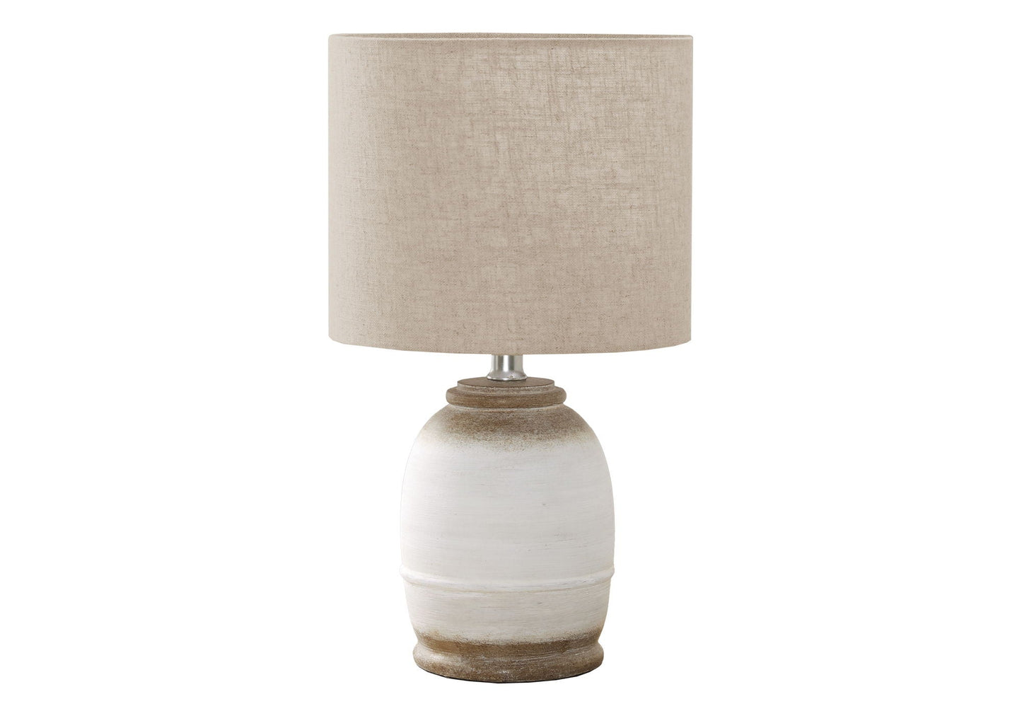 Table lamp with cream resin base and cream linen shade, contemporary design on Tampa Home & Garden Store