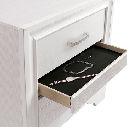 Annie 4 Piece Bedroom Set dresser in white finish with pull; drawer holds watch and bracelet on Tampa Home & Garden Store