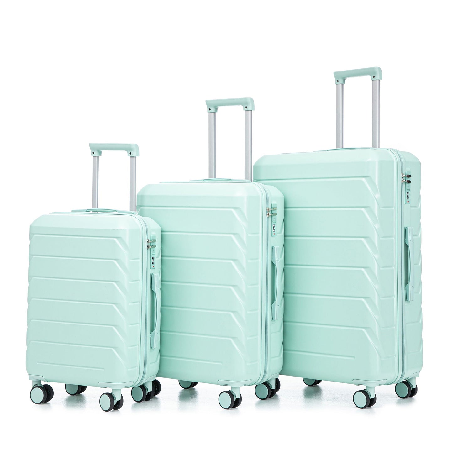 3-piece mint green spinner luggage set 20in/24in/28in with combo locks and spinner wheels on Tampa Home & Garden Store