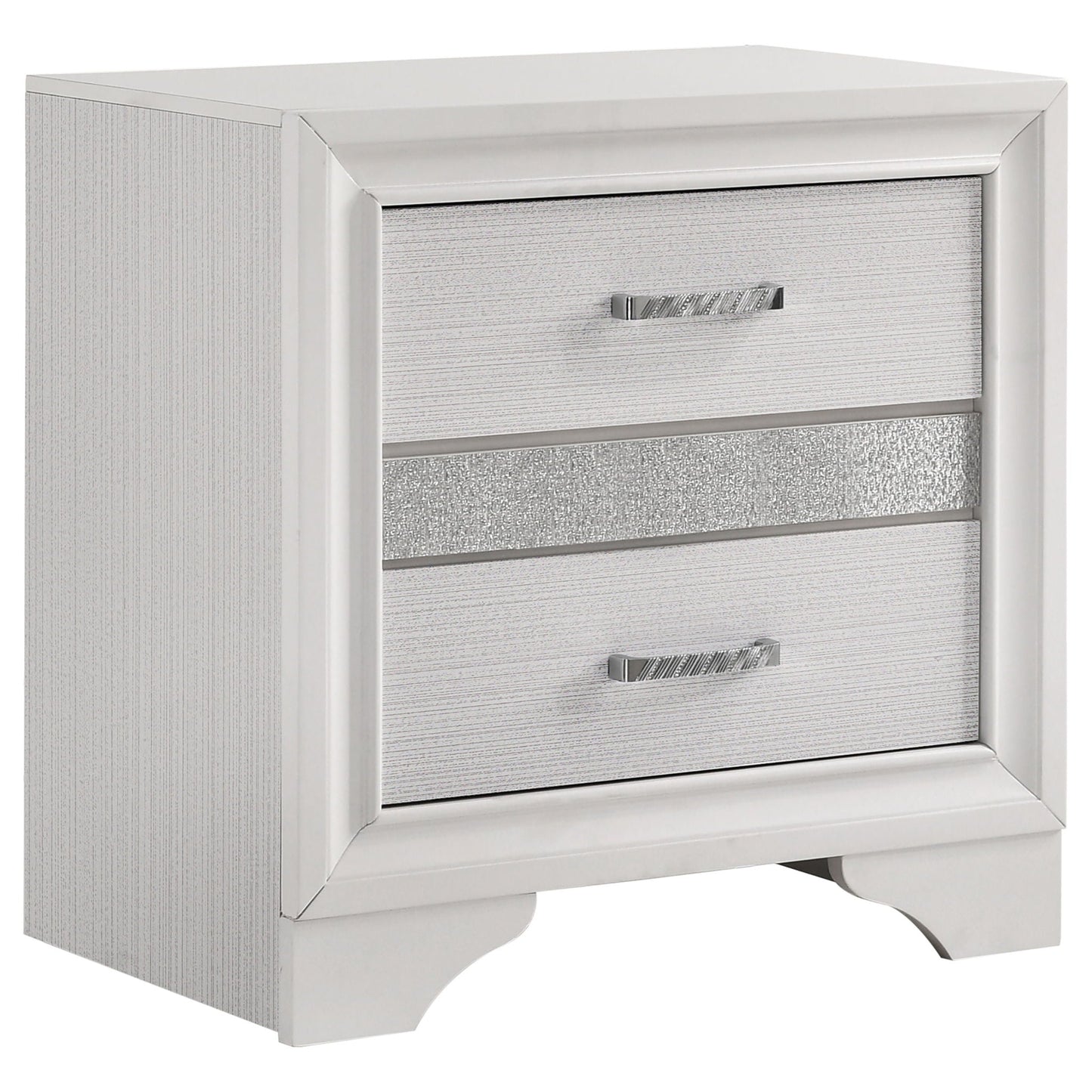 Corbin Glittering Bedroom Set 4-Piece by HouseOfZazla with textured drawers and chrome handles on Tampa Home & Garden Store