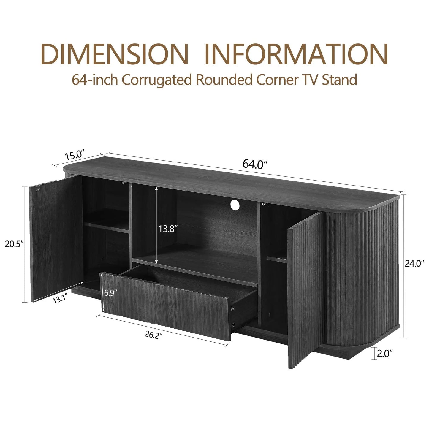Modern Wavy TV Stand Sideboard with Cabinet