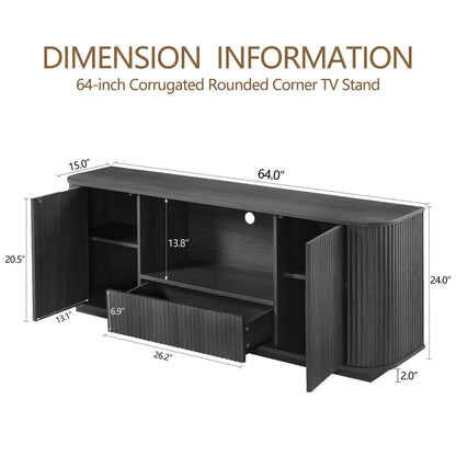 Modern Wavy TV Stand Sideboard with Cabinet