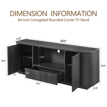Modern Wavy TV Stand with Storage Cabinet by HouseOfZazla in dark wood 64-inch wide on Tampa Home & Garden Store