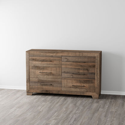 6-drawer brown wooden dresser with metal bar handles and wood grain by HouseOfZazla on Tampa Home & Garden Store