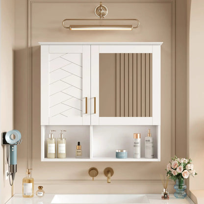Medicine cabinet white wall-mounted 2-in-1 with adjustable shelves and soft-close doors on Tampa Home & Garden Store