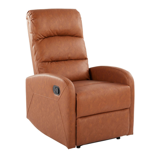 Dormi Contemporary Recliner Chair brown leather with padded back and armrests on Tampa Home & Garden Store