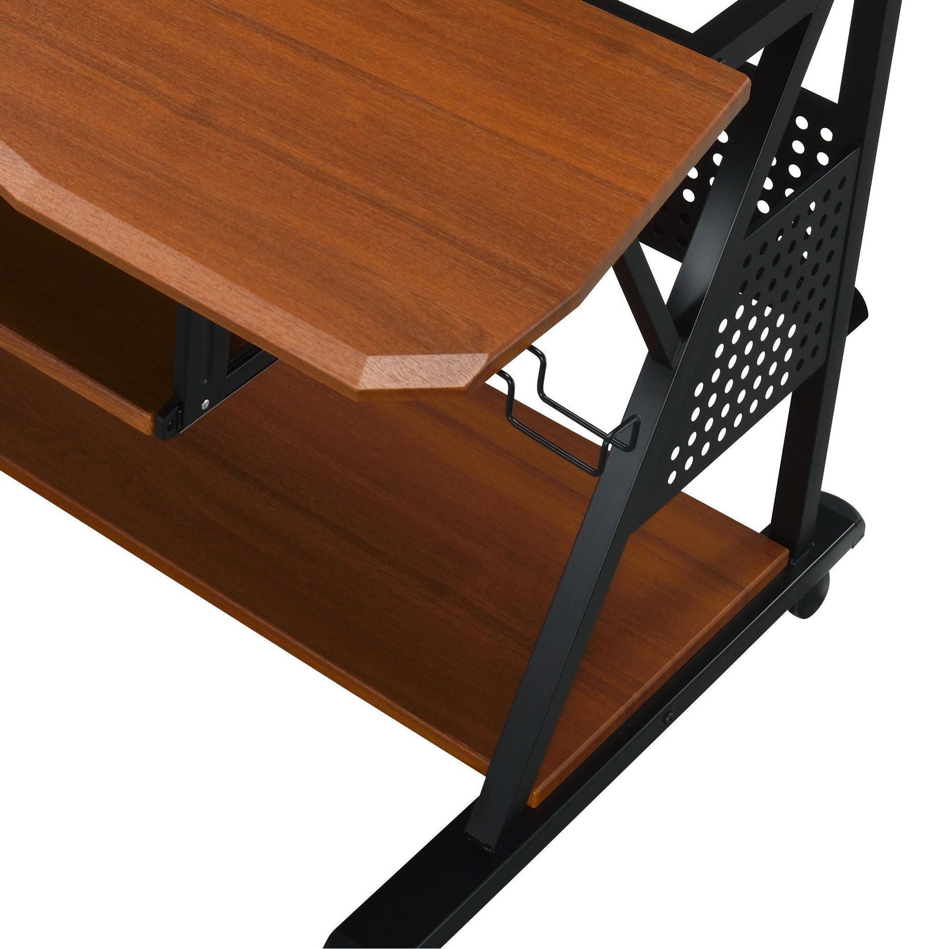 Willow Versatile Music Desk with warm walnut top and black metal frame on Tampa Home & Garden Store