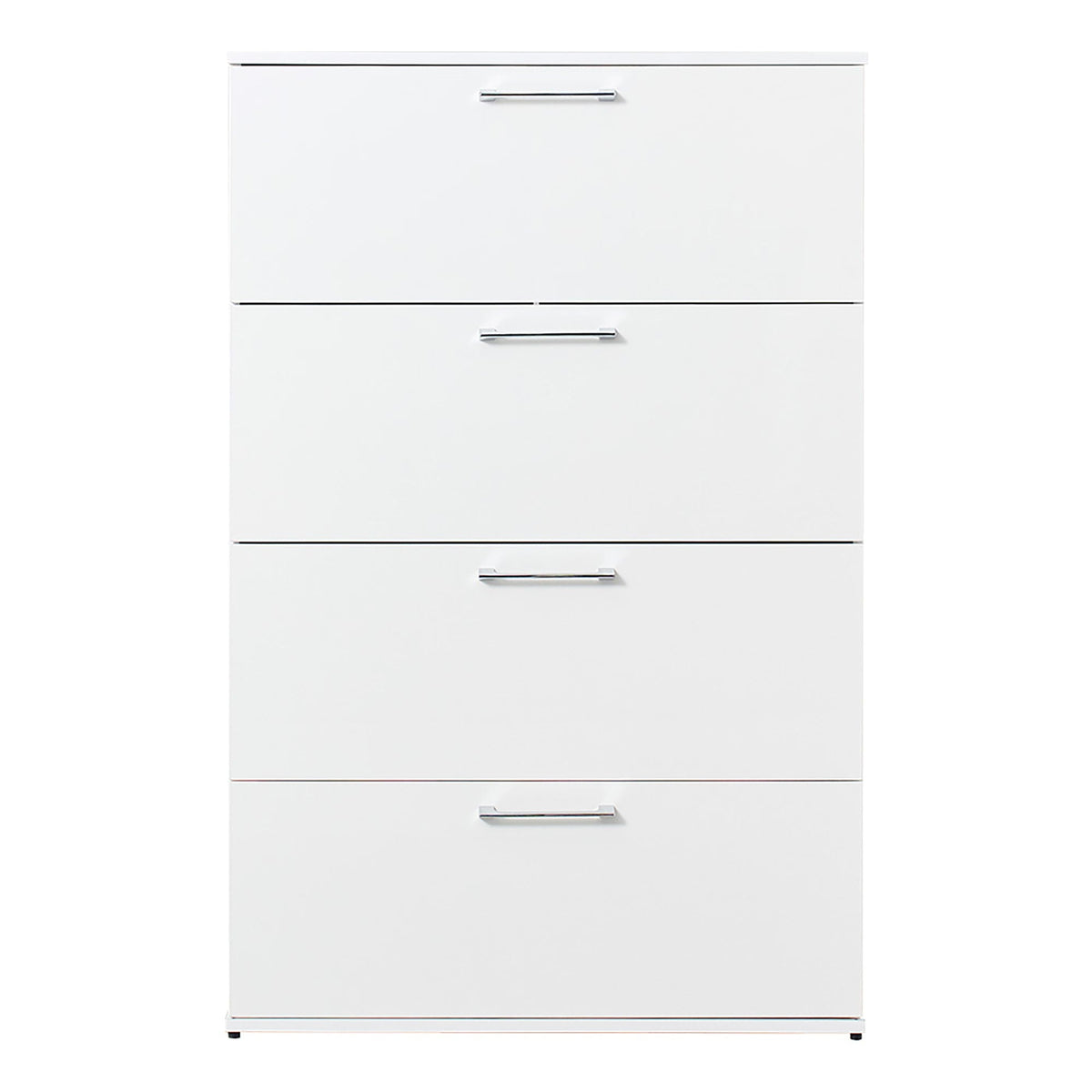 Glossy white 4-drawer accent chest by HouseOfZazla with chrome handles on Tampa Home & Garden Store