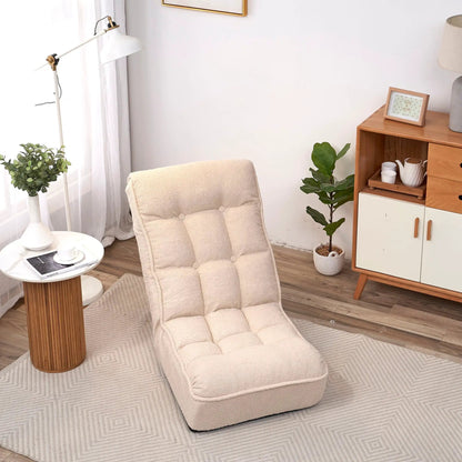 Beige upholstered reclining chair with tufted cushions from Unique Piece Furniture in a room on Tampa Home & Garden Store