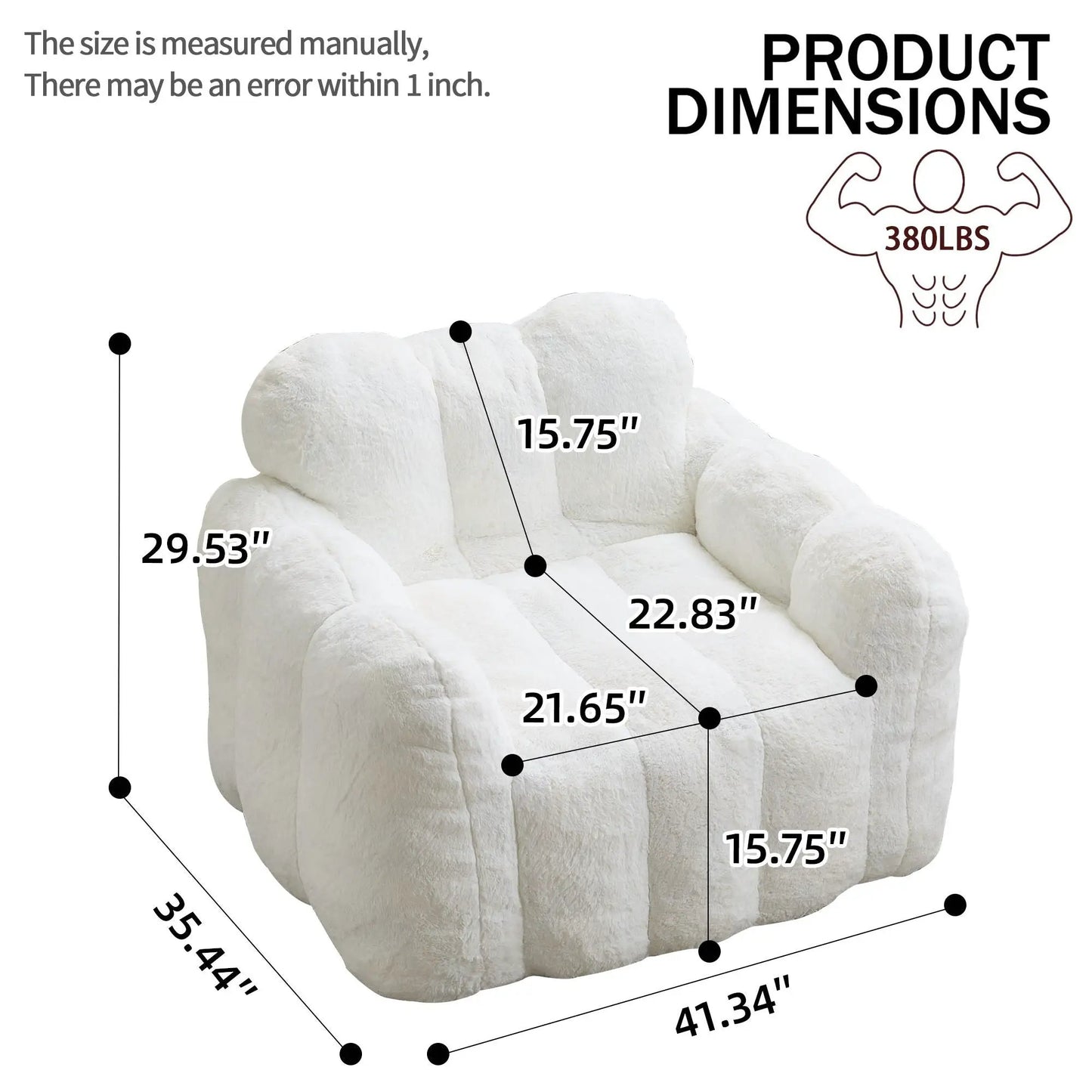 Lotus Style Compression Sofa Bean Bag white plush fabric by Unique Piece Furniture on Tampa Home & Garden Store