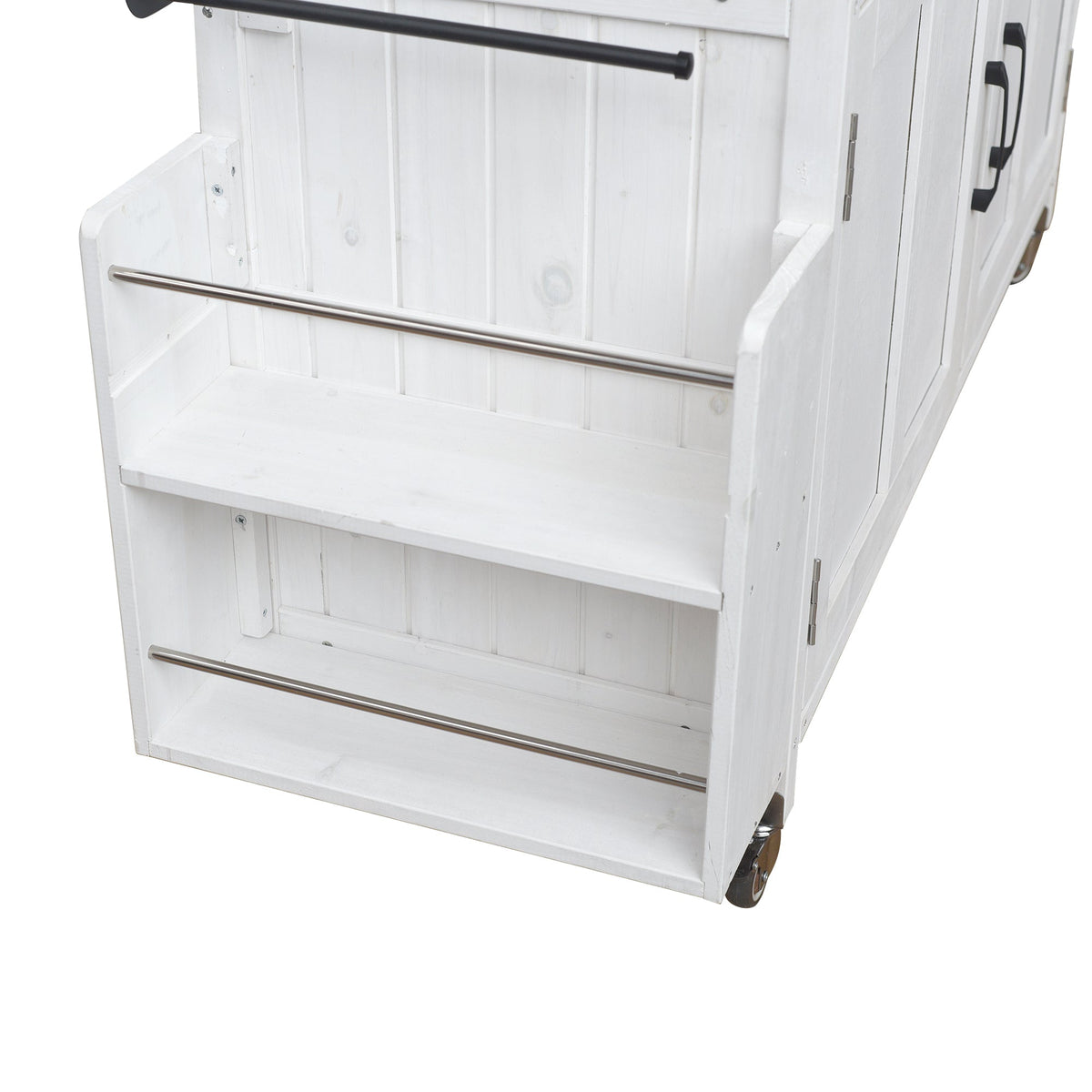 Foldable outdoor kitchen island cart with storage, white wood panels HouseOfZazla on Tampa Home & Garden Store