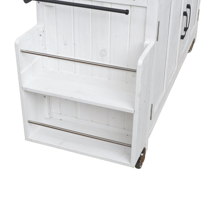 Foldable outdoor kitchen island cart with storage, white wood panels HouseOfZazla on Tampa Home & Garden Store