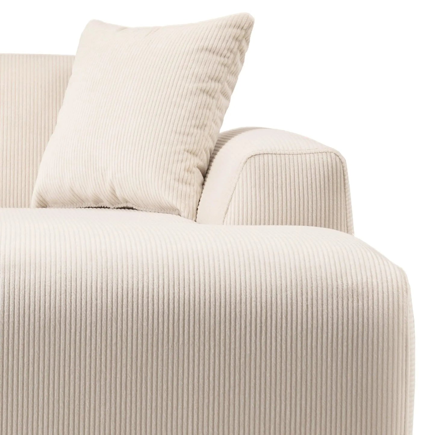 Mar beige corduroy stationary sectional sofa cushions close-up on Tampa Home & Garden Store