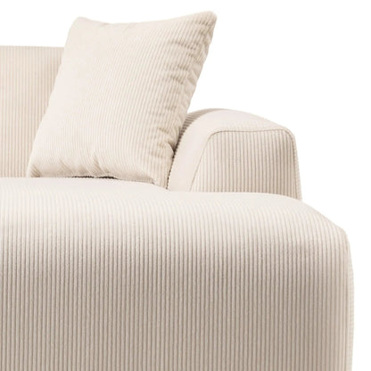 Mar beige corduroy stationary sectional sofa cushions close-up on Tampa Home & Garden Store