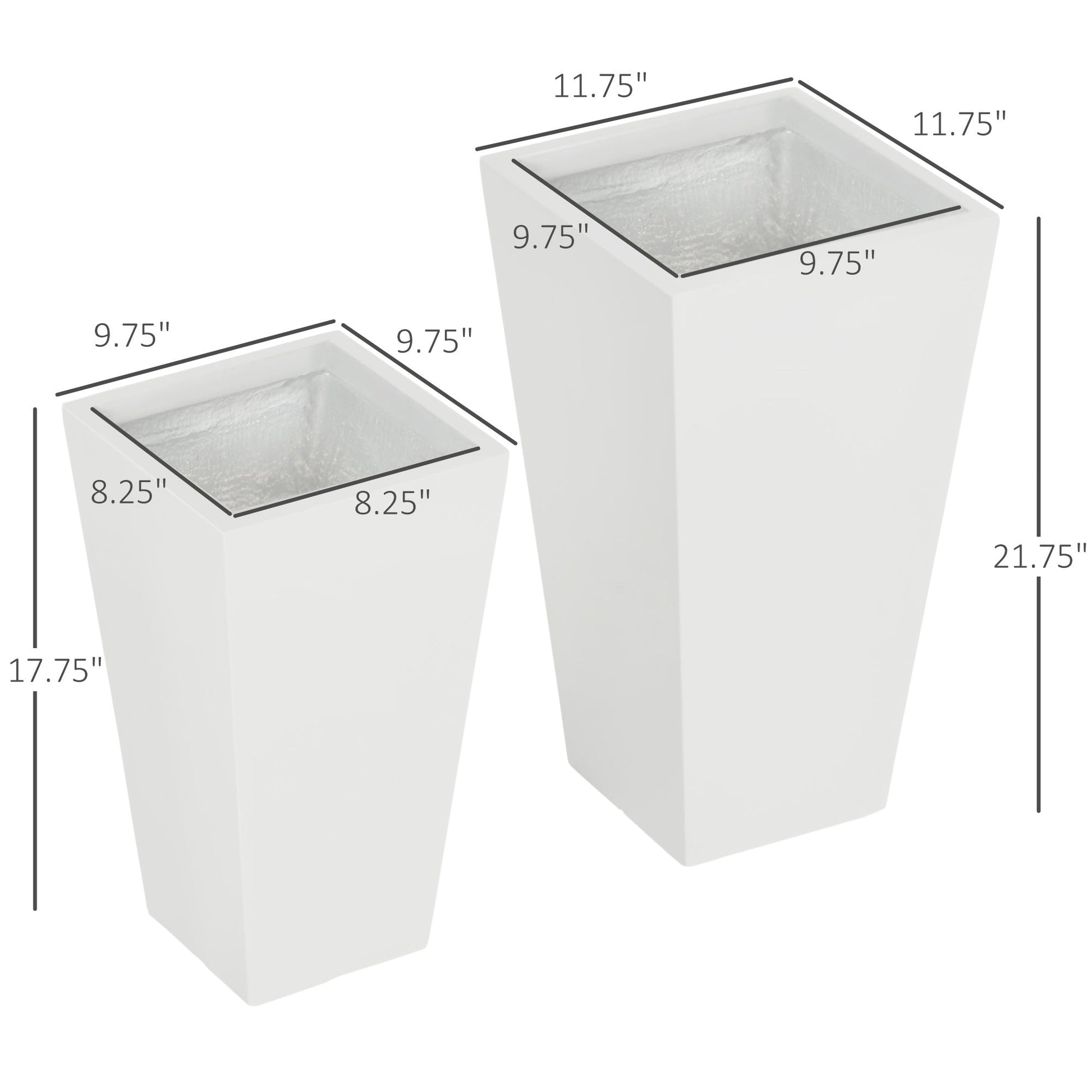 Flower pots 2-pack outdoor planters white plastic with drainage holes HouseOfZazla on Tampa Home & Garden Store
