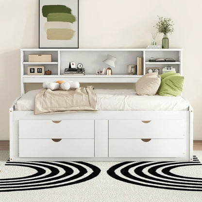 Daybed with Two Bedside Cabinets and Four Drawers