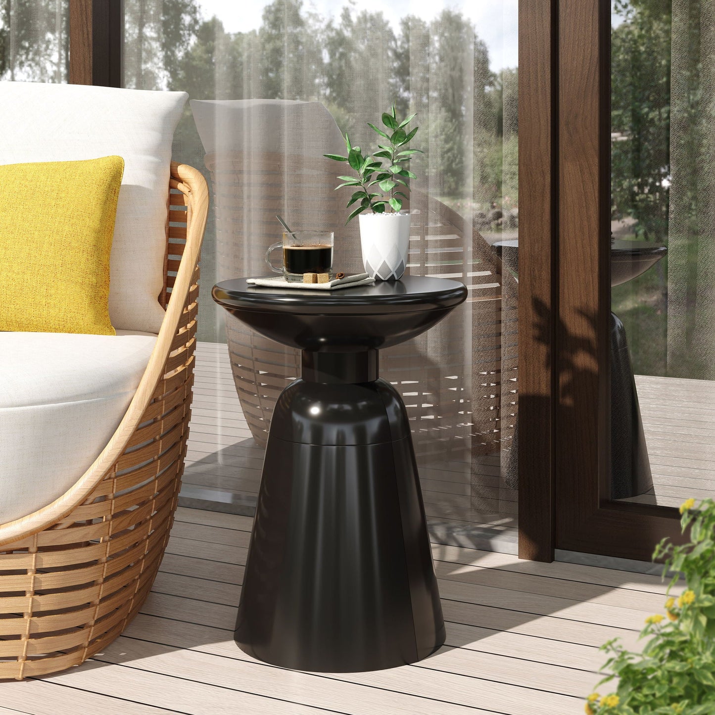 Modern Round Metal Pedestal Outdoor Table
