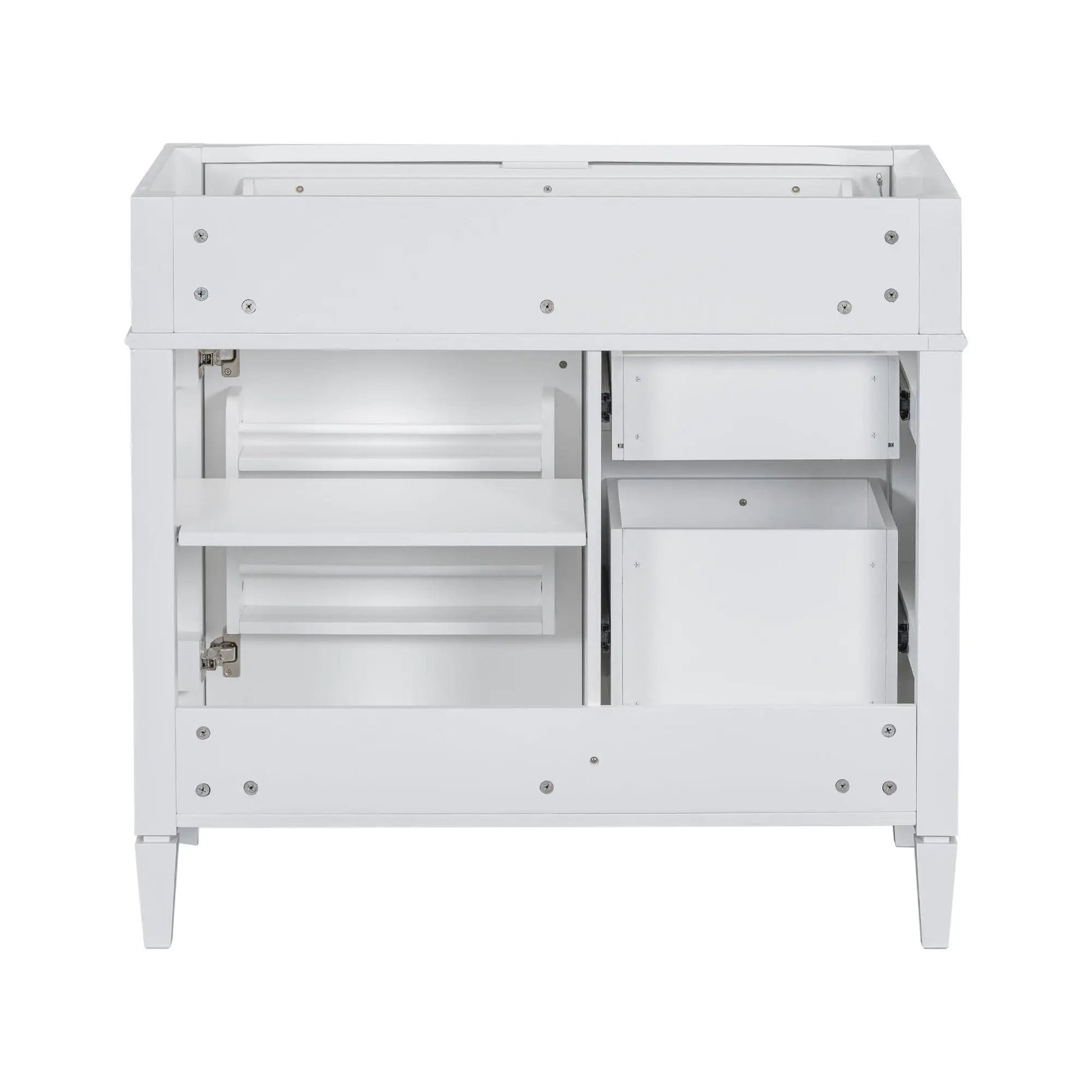 Bathroom vanity base white with 2 drawers and tip-out drawer, interior storage cabinet on Tampa Home & Garden Store