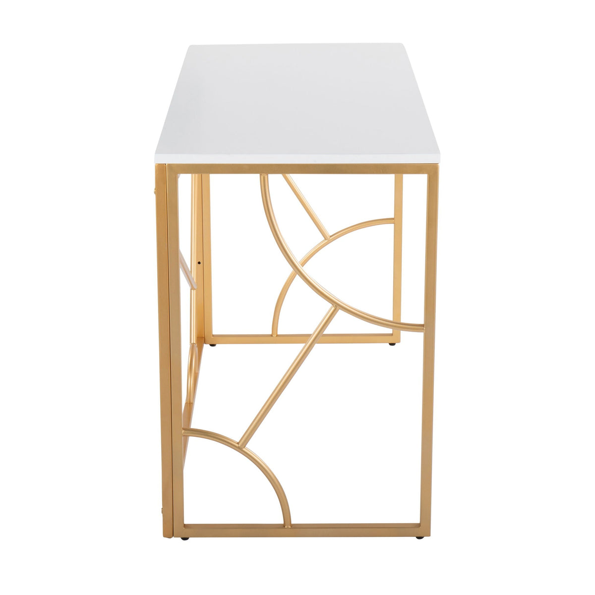 Contemporary Writing Desk with White Top and Geometric Gold Metal Frame by HouseOfZazla on Tampa Home & Garden Store
