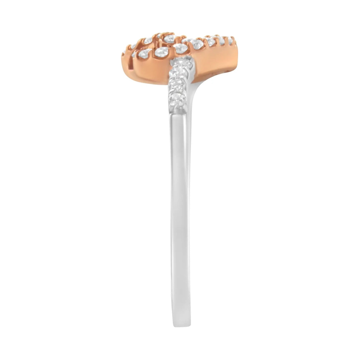 Two-tone diamond ring: 10K rose gold over sterling silver with 1/5 cttw diamonds, open-heart design, size 6 on Tampa Home & Garden Store