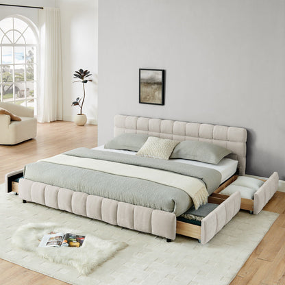 Modern Platform Bed and Thick Fabric Headboard