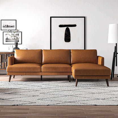 Lore High Quality L-Shaped Stationary Sectional in tan brown leather by Unique Piece Furniture on Tampa Home & Garden Store