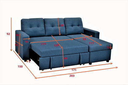 Convertible L Shaped Sectional Sleeper Sofa Bed