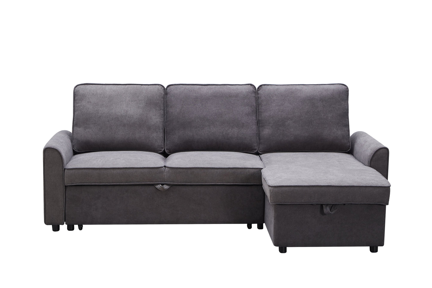 Modern modular L-shaped sofa bed with chaise in dark grey linen by HouseOfZazla on Tampa Home & Garden Store