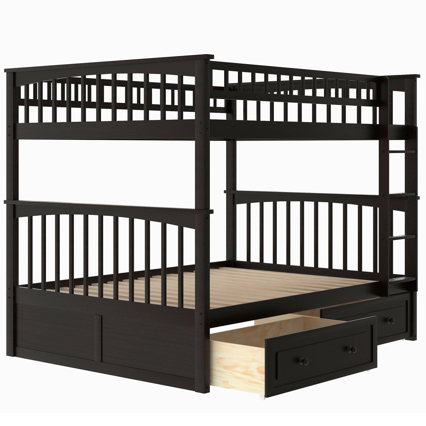 Bunk bed with drawers, black espresso finish, HouseOfZazla bunk bed on Tampa Home & Garden Store