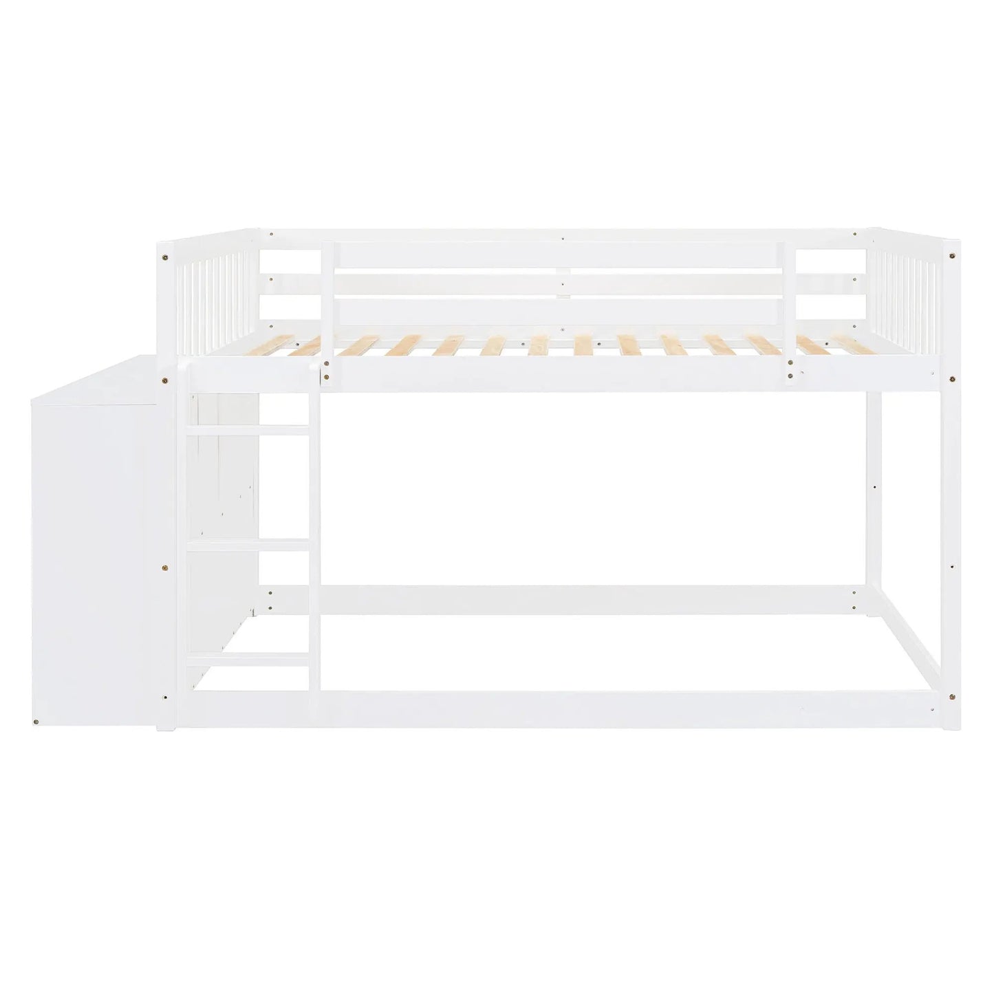Bunk Bed With Four Drawers and Three Shelves