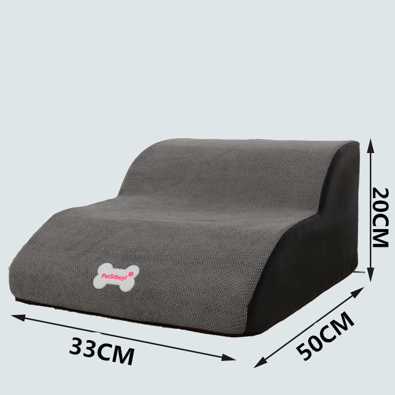 Small dog sofa bed ramp in grey fabric, 33x50x20 cm, Sell My Stuff bone logo on Tampa Home & Garden Store
