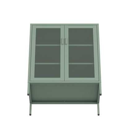 Metal accent cabinet by HouseOfZazla with adjustable shelves, green finish on Tampa Home & Garden Store
