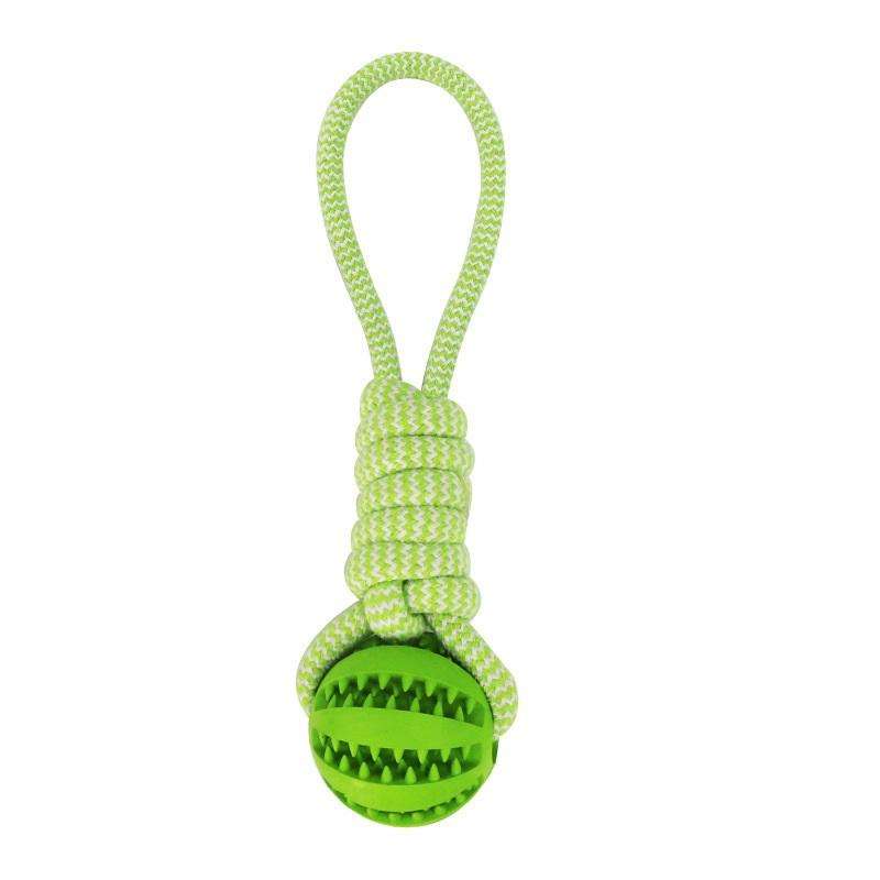 Dog toy ball with hemp rope lime green rubber ball for small dogs on Tampa Home & Garden Store