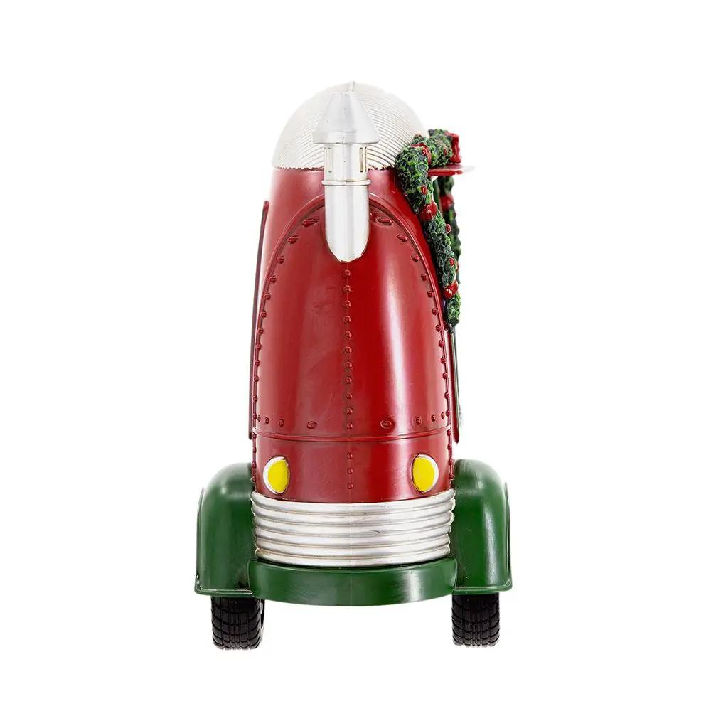Christmas resin camper with Mr & Mrs Santa, red body, white dome, green base and wheels on Tampa Home & Garden Store