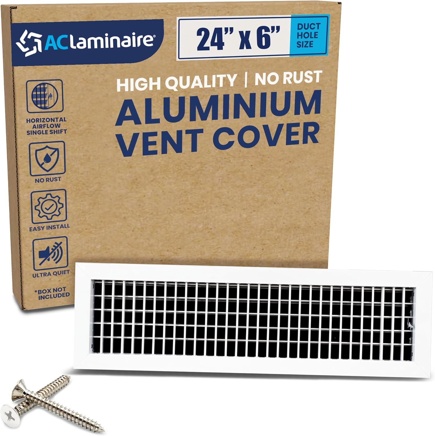 AC Register Vent Cover - adjustable aluminum HVAC grille HouseOfZazla with white frame on Tampa Home & Garden Store