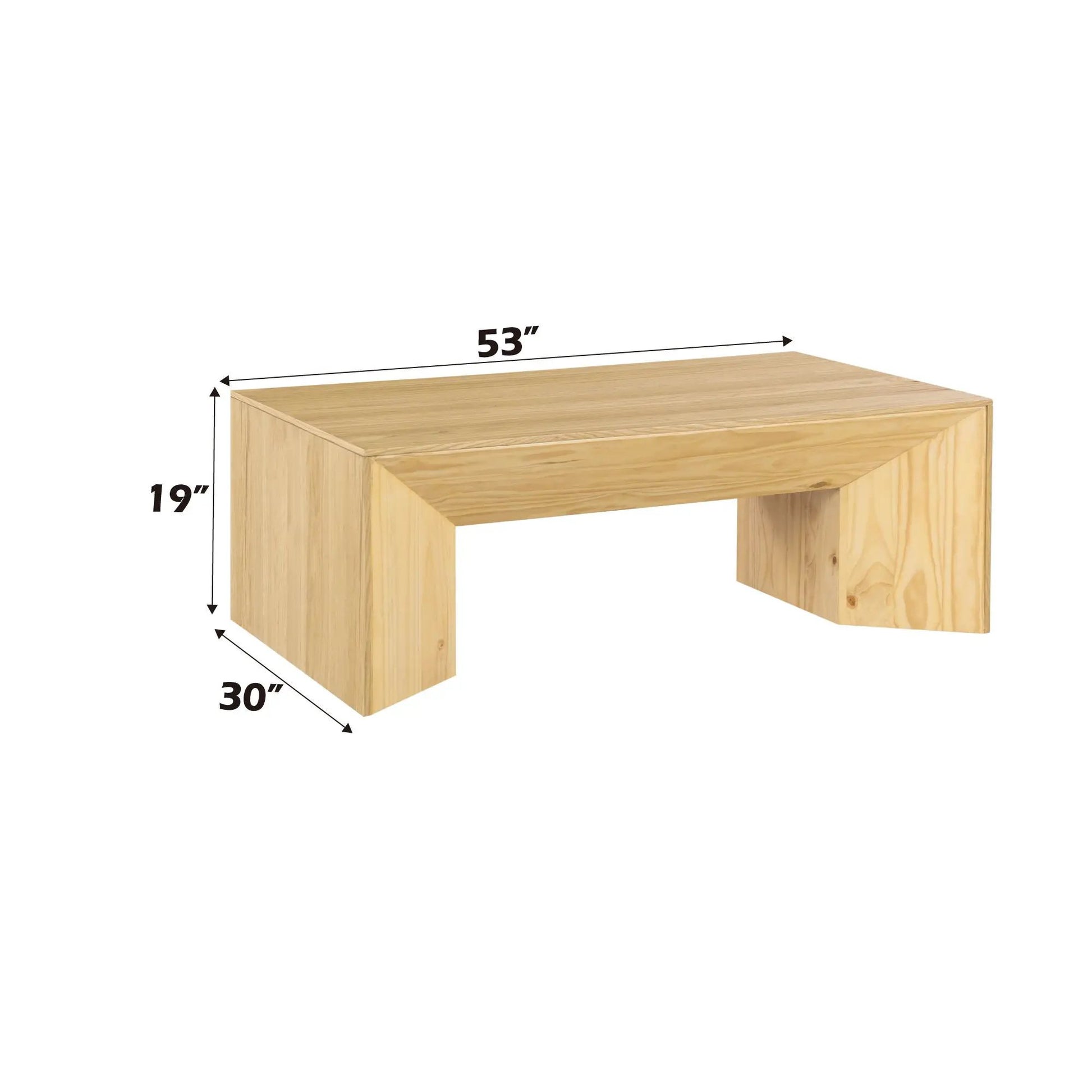 Harold Table Wood coffee table in oak finish, 53in x 30in x 19in, Unique Piece Furniture on Tampa Home & Garden Store
