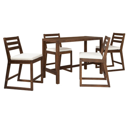 Patio bar set with ergonomic chairs by HouseOfZazla, 5-piece outdoor dining in dark wood on Tampa Home & Garden Store