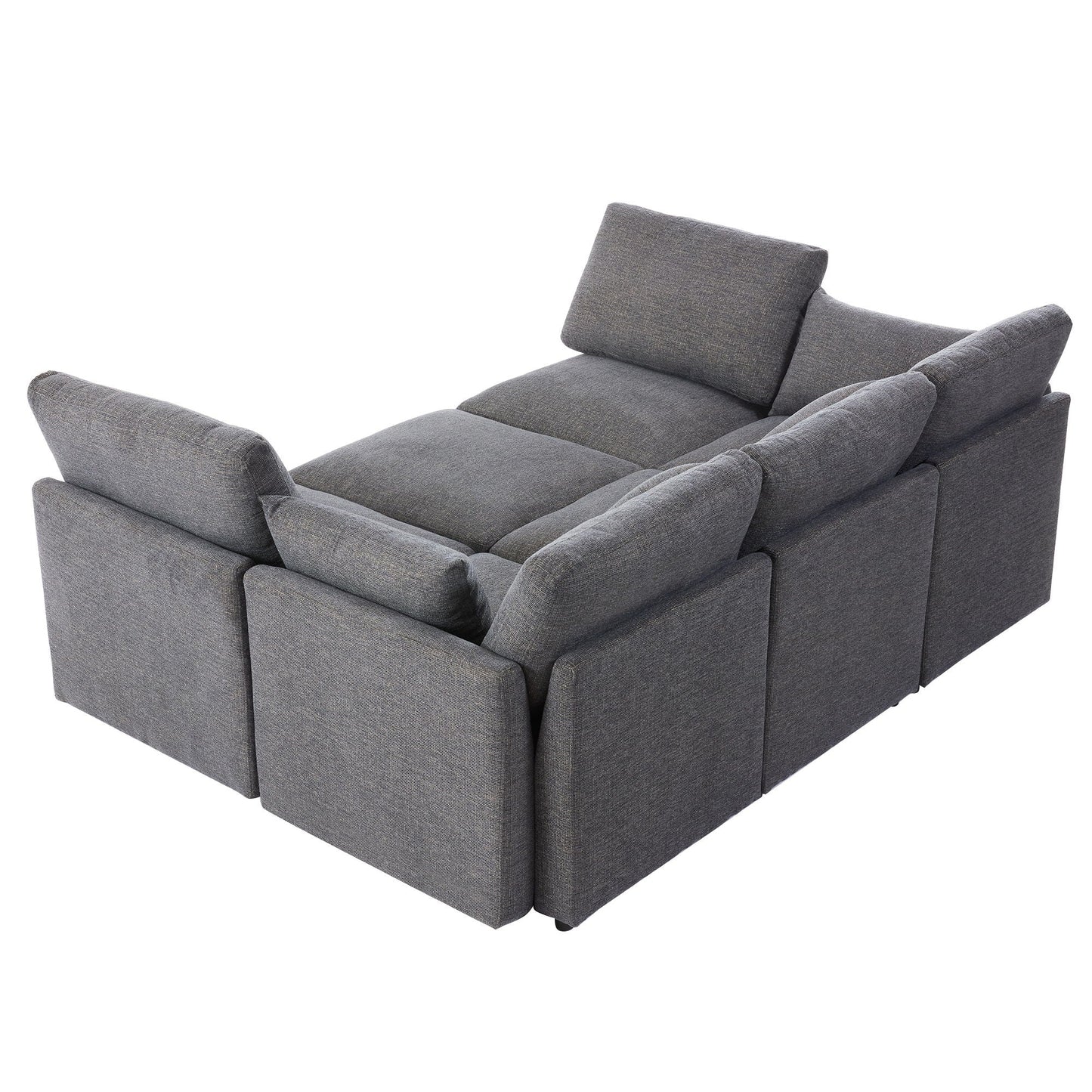 Gray fabric sectional sofa modular U-shaped with ottoman by HouseOfZazla on Tampa Home & Garden Store