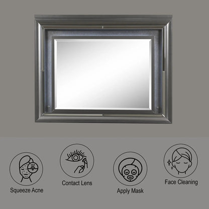 Sawyer Metallic Mirror With LED Lighting Gray