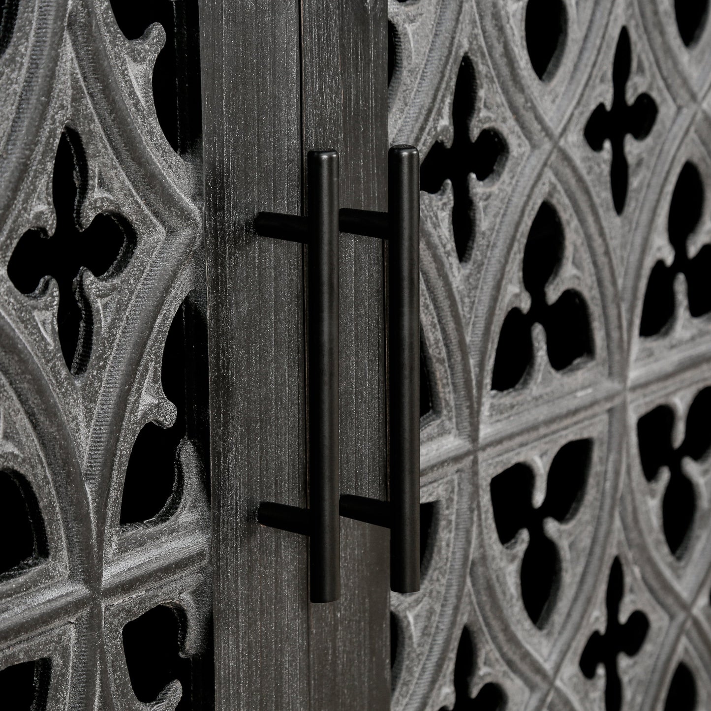 Hollow Four Door Antique Cabinet dark wood with lattice panels by HouseOfZazla on Tampa Home & Garden Store