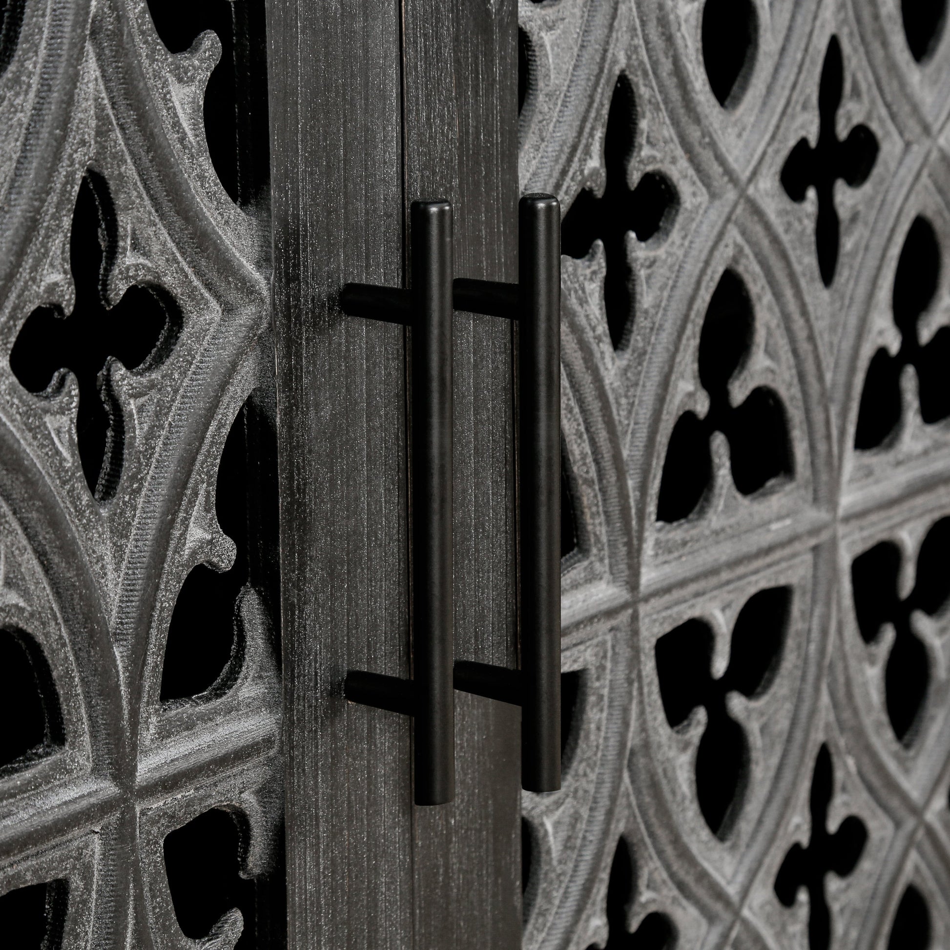 Hollow Four Door Antique Cabinet dark wood with lattice panels by HouseOfZazla on Tampa Home & Garden Store