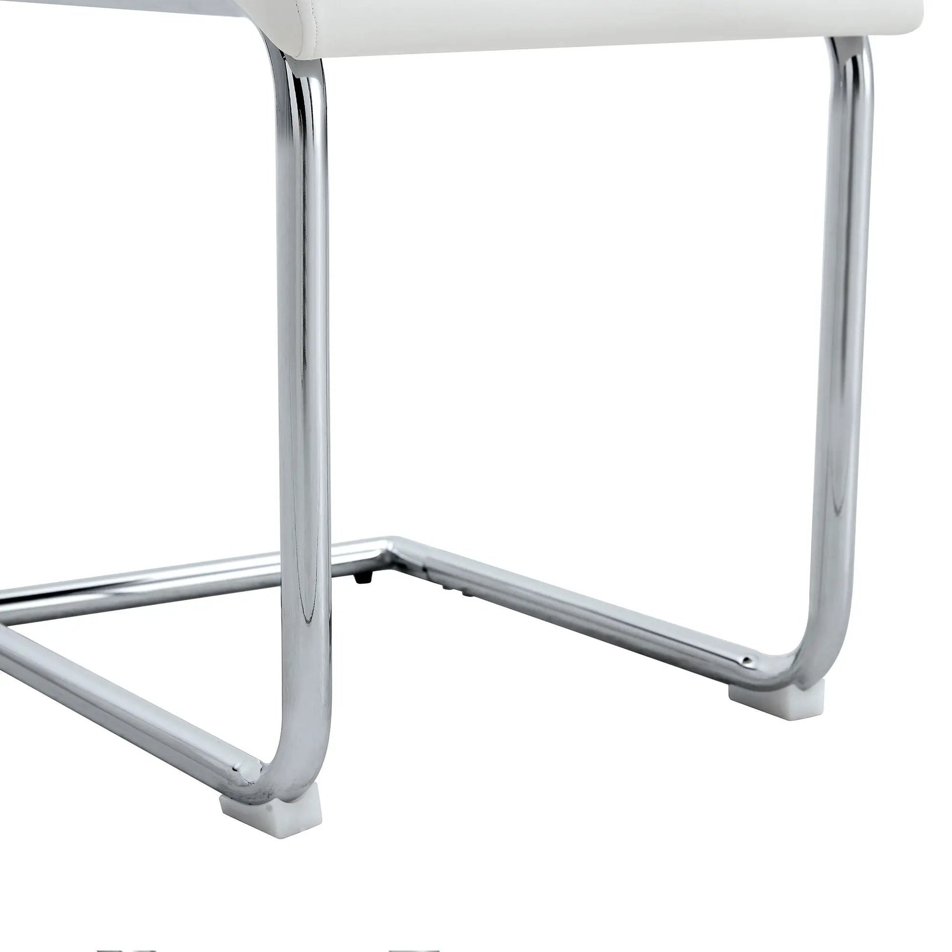Modern dining chairs with high back, chrome legs and white upholstery by Unique Piece Furniture on Tampa Home & Garden Store