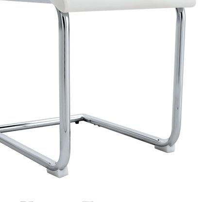 Modern dining chairs with high back, chrome legs and white upholstery by Unique Piece Furniture on Tampa Home & Garden Store