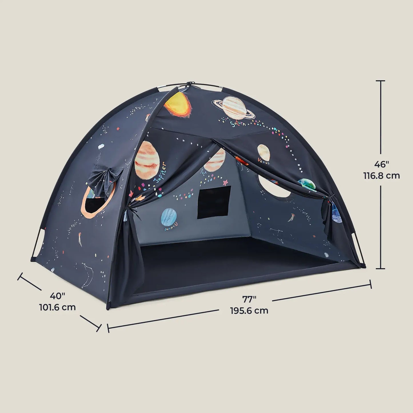 Tiny Land Versatile Kids Bed Tent & Play Tent navy print with planets by Tiny Land INC on Tampa Home & Garden Store