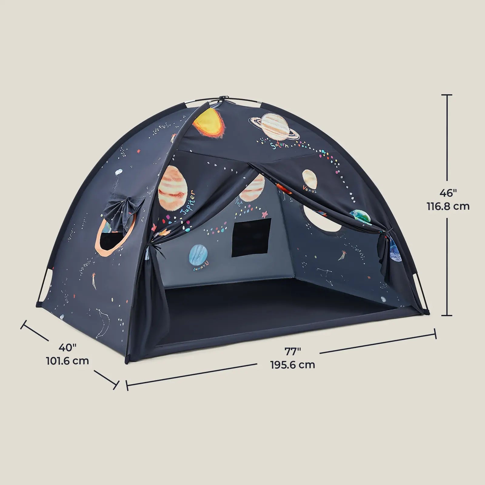 Tiny Land Versatile Kids Bed Tent & Play Tent navy print with planets by Tiny Land INC on Tampa Home & Garden Store