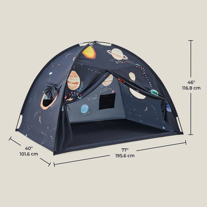 Tiny Land Versatile Kids Bed Tent & Play Tent navy print with planets by Tiny Land INC on Tampa Home & Garden Store