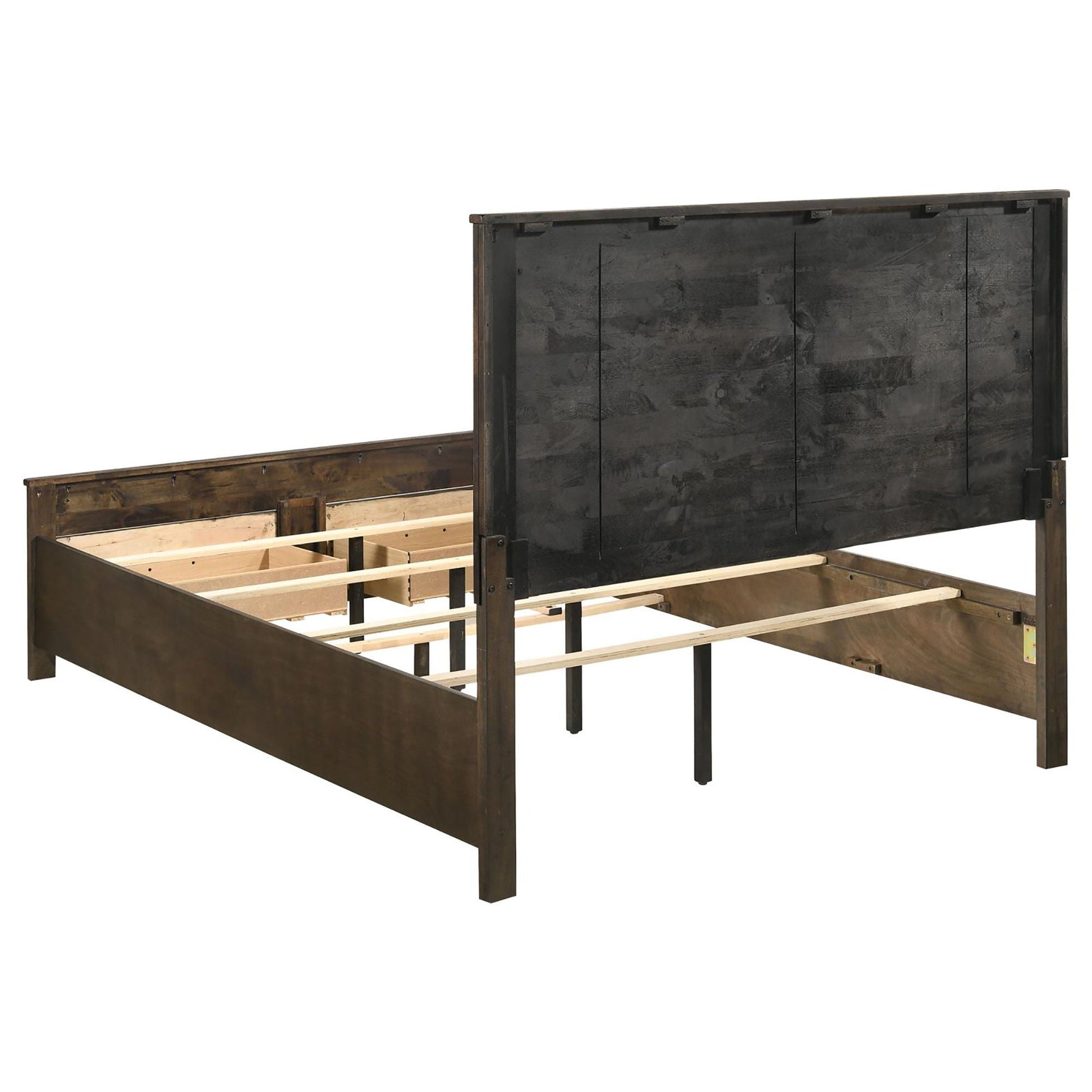 Queen storage bed with platform design in dark brown wood and drawer storage on Tampa Home & Garden Store