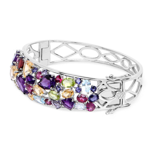 Bracelet 21.17ct genuine multi-stone .925 sterling silver bangle by Bids.com with colorful gems on Tampa Home & Garden Store