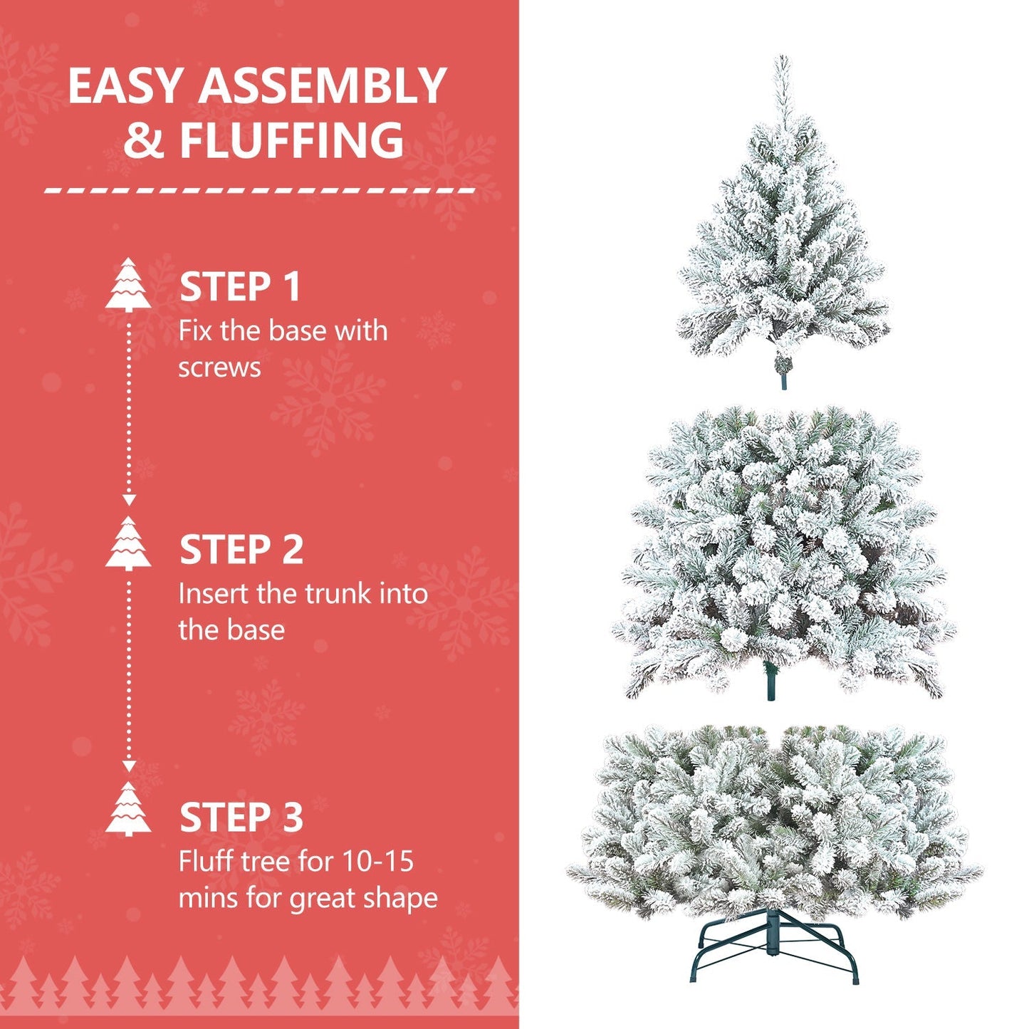 4ft flocked Christmas tree with pine cones and snowy PVC design by HouseOfZazla, easy assembly on Tampa Home & Garden Store